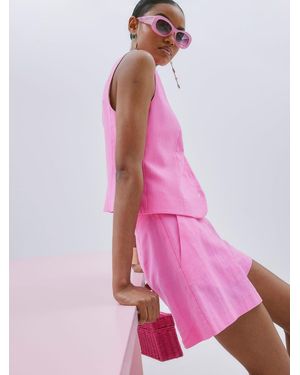 River Island Structured Raffia Belted Shorts - Pink