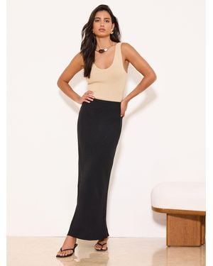 Lipsy Touch Of Linen Midi Bias Skirt - Natural