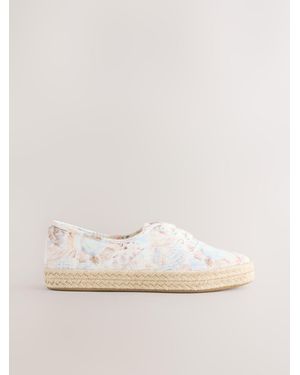 Next Forever Comfort Espadrille Lace Up Sneakers - Natural