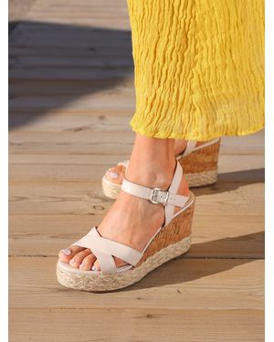 Linzi Lilia Cork Wedge Sandals With Rope Detail - Metallic