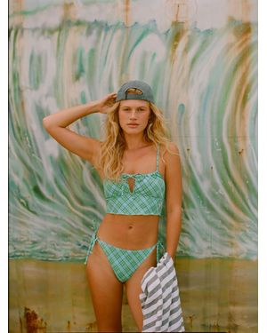 Roxy Plaid Check Pt Essentials Tanga Bikini Bottom - Green