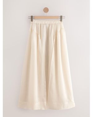 Next Beach Midi Skirt With Ramie - Natural