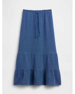 Gap Gauze Tiered Easy Maxi Skirt - Blau