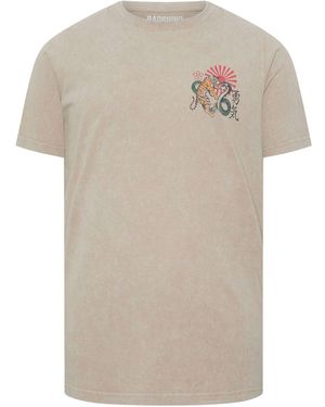 BadRhino Big & Tall Longline Acid Wash Tiger Print T-Shirt - White