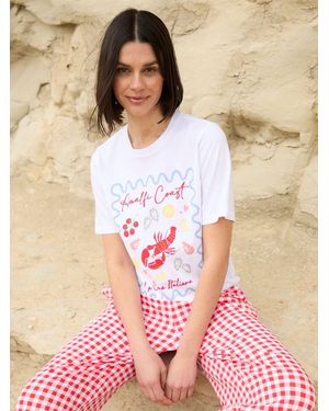 Threadbare Gingham Amalfi Coast Graphic Print Pyjama Set - Pink