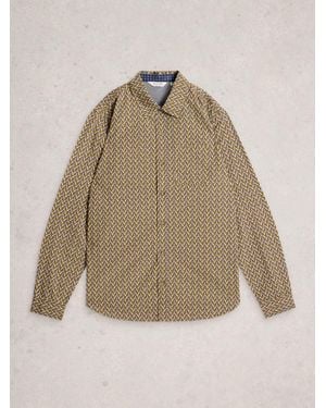 White Stuff Finsbury Fan Geo Print Shirt - Natural