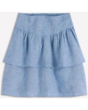 Boden Tiered Linen Skirt - Blue