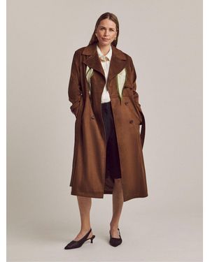 JD Williams Anthology Suedette Trench Coat - Brown
