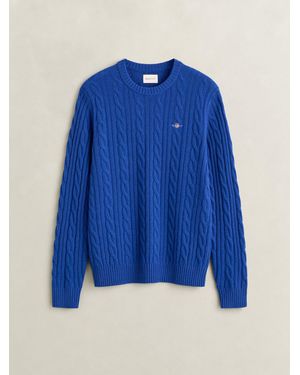 GANT Lambswool Cable Knit Sweater - Blue