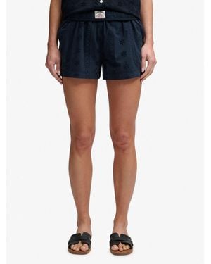 Superdry Cotton Broderie Beach Shorts - Blue