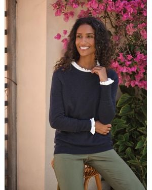 Pure Collection Cashmere Boyfriend Jumper - Blue