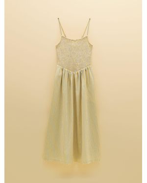 Joules Stephanie Smocked Midi Summer Dress - Natural