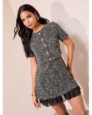 Friends Like These Friends Like These Boucle 2-In-1 Peplum Hem Dress - Black
