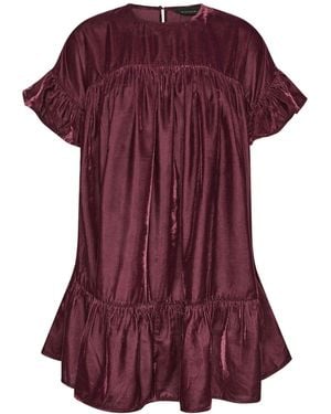PixieGirl Petite Velvet Frilled Smock Dress - Purple