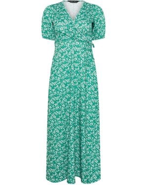 M Com Petite Maxi Wrap Dress - Green