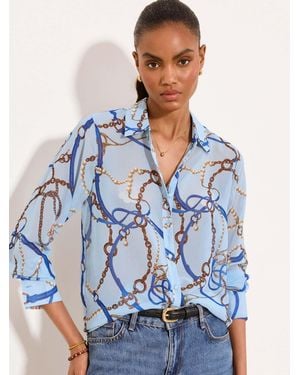 Lipsy Chiffon Printed Shirt - Blue