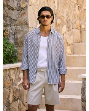 Mauvais Balencio Embroidered Stripe Shirt - Blue