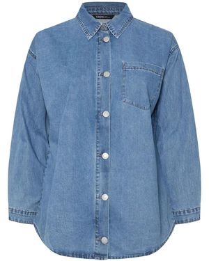 Yours Curve Denim 100% Cotton Shirt52 - Blau