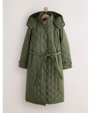 Next Long Quilted Jacket - Green