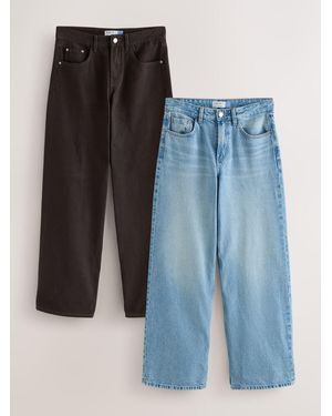 Next Wide Leg Jeans 2 Pack - Blue