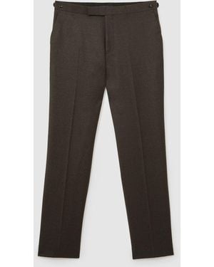Reiss Chocolate Combo Wool-Blend Flannel Classic-Fit Suit Pants - Gray