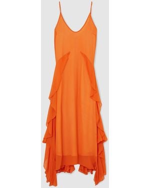 Reiss Eden - Orange Ruffle Detail Maxi Dress, Us 8