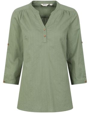 Mountain Warehouse Petra Relaxed Fit 3/4 Sleeve 100% Cotton Shirt - Green