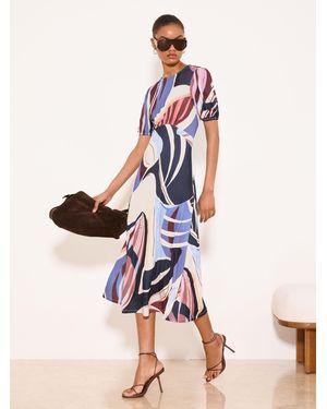 Lipsy Jersey Abstract Printed Midi Dress - Pink