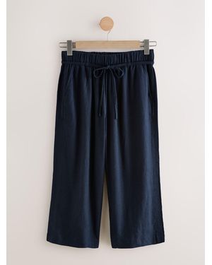 Next Tie Waist Linen Blend Culottes - Blue