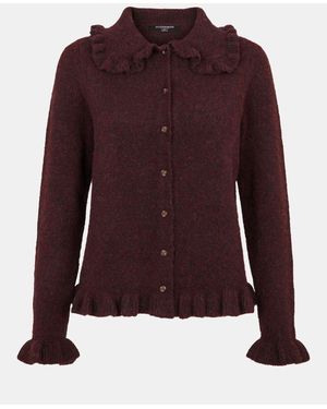 Accessorize Ruffle Collar Cardigan - Purple