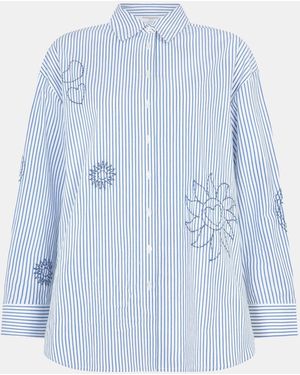 Accessorize Hemd Mit Streifenstickerei - Blau