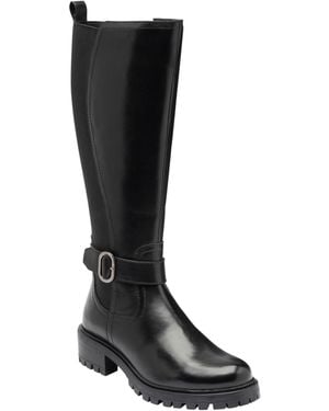 Lotus Leather Knee-High Boots - Black