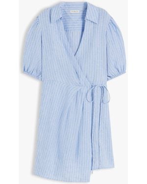 Tommy Hilfiger Pure Linen Relaxed Mini Wrap Dress - Blue