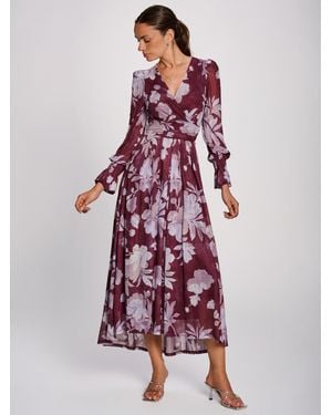 Jolie Moi Long Sleeve Maxi Mesh Dress - Lila