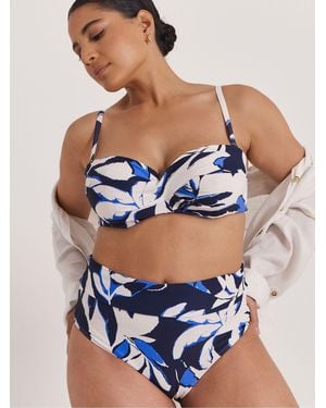 Simply Be Magisculpt Fold Over Classic High Waist Bikini Bottoms - Blue