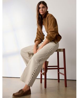 Next Neutral Studded Wide Leg Cropped Jeans - White