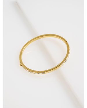 Ted Baker Clear Crystal Tone Claudia Narrow Hinged Bangle Bracelet - White