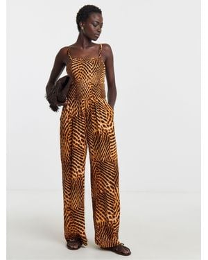 JD Williams Crinkle Strapless Jumpsuit - Brown