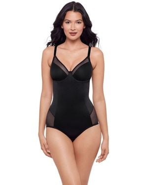Miraclesuit Sexy Sheer Extra Firm Control Underwired Shaping Bodysuit With Foam Bodies - Black