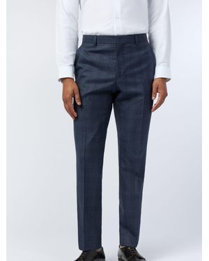 Ted Baker Slim Byrne Plum Check Pants - Blue