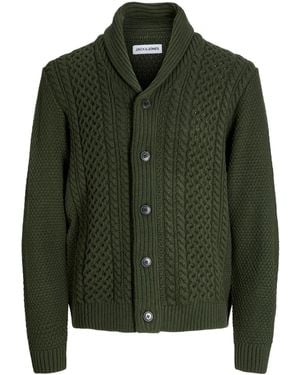Jack & Jones Cable Knit Shawl Cardigan - Green