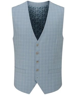Skopes Arlen Check Suit Waistcoat - Blue
