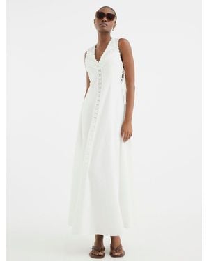 River Island Lace Insert 100% Cotton Midi Dress - White