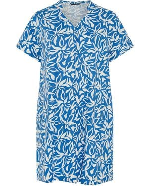 Evans Premium Linen Shift Midi Dress - Blue