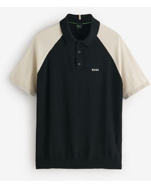 BOSS Regular-Fit Quarter Zip Logo Polo Shirt - Black