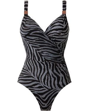 Miraclesuit Ziconic Siren Underwired Animal Print Tummy Control Swimsuit - Black