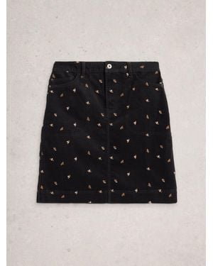 White Stuff Tia Embroidered Cord Skirt - Schwarz