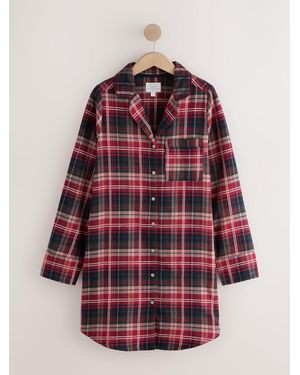 Next Tartan Matching Family Christmas Button Through Nightshirt - Red