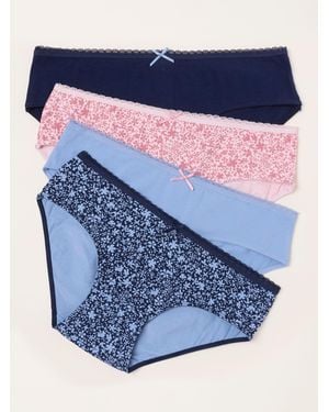 FatFace 4 Pack Of Tonal Floral Short Panties - Blue
