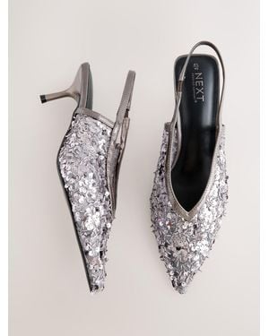 Next Forever Comfort Lace Pointed Toe Slingback Heels - Multicolor